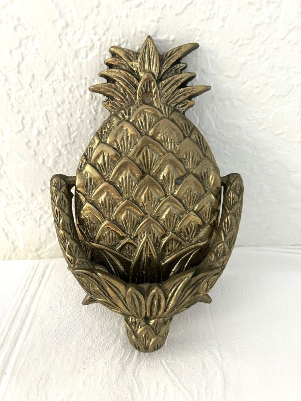 Vintage Solid Brass Figural Pineapple Door Knocker